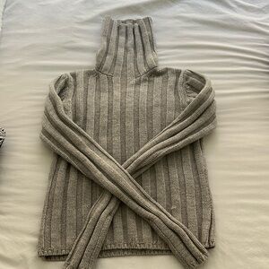 Grey knit turtleneck sweater